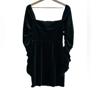 Lovers + Friends Green Velvet Long Sleeve Mini Dress Sz. S NWT!